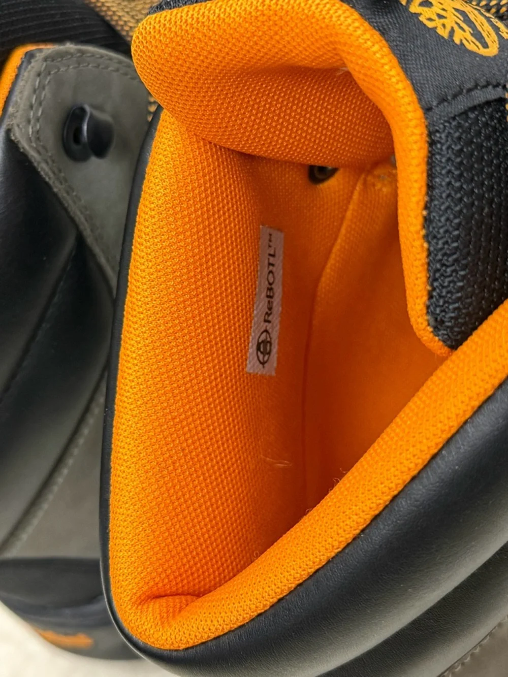 Timberland Men's Gray Suede Hiking Boots with Orange Accents
